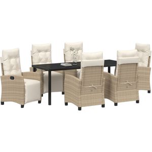 vidaXL - 7-delige - Tuin - Eetset - Beige - Poly - Rattan