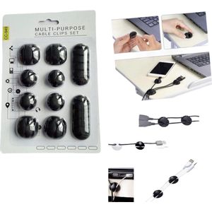 10 Delige Kabel clips Set -  kabel management - Organiser - cable clips - Auto - Bureau - Kantoor - Usb houder - organizer - zelfklevend - kabels binden - Kabelorganiser - Kabelorganizer - Kabelhouder - USB Kabel - 6MM - Binder - Binden