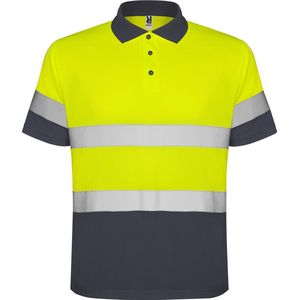 High Visibility Polo Shirt Polaris Lood Grijs / Fluor Geel met reflecterende strepen Size 4XL merk Roly