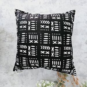 Cushion cover 40x40cm | Decorative Pillowcase | Bohemian Style Geometric 'Mudcloth' Bogolan Inspired Print Home Decor Throw Pillow Cotton Ethnic Cushion Cover
