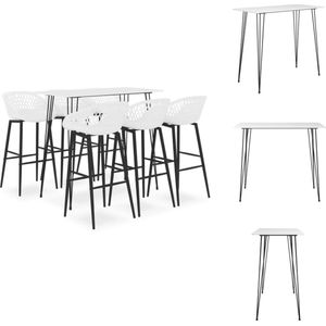 vidaXL Bartafelset - Wit - MDF en metaal - 120x60x105cm - Inclusief 1 bartafel - 6 barkrukken - Set tafel en stoelen