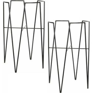 Mica Decorations - Bloempot Plantenstandaard - Zwart - Metaal - 2 Stuks