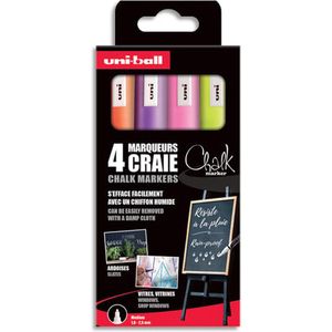 Uni-ball - Chalk PWE-5M - krijtmarker - medium punt - fluor kleuren - set 4 stuks