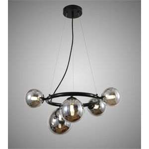 Industriële Plafondlamp - 5x G9 - 40W - Kroonluchter - Hanglamp - Luxe Zwart Smoked lamp