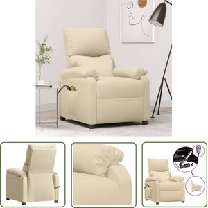 The Living Store Massagestoel elektrisch stof crèmekleurig - Elektrische Massagestoel - Massagefauteuil - Relaxstoel - Ergonomische Stoel - Comfortabele Stoel