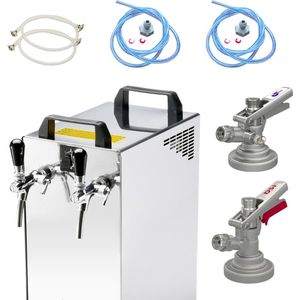 Complete set - Biertap - Kontakt 40/K 2-kraans RVS, 50 liter/u, met membraanpomp - Biertap, Beertender, Thuistap, Bierkoeler, Type G, KeyKeg