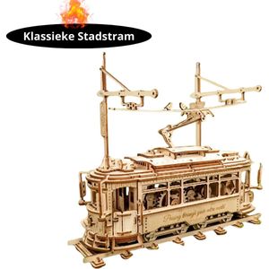 Livano Bouwpakket Hout - Kinderen - Volwassenen - Bouwpakketten Volwassenen - Boot - Houten Puzzel - 3D - Klassieke Stadstram
