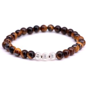 FortunaBeads Minimal Bruin Tijger Oog Armband – Heren – Natuursteen – Medium 18cm