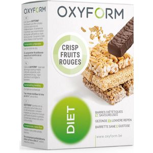 Oxyform Crisp Dieetrepen met rode vruchten I 12 heerlijke snacks I Vetarm I Eiwitrijk I Dieetrepen I Reep Eiwit Spiertraining I Eiwitreep