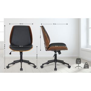 In And OutdoorMatch Bureaustoel Brynn - Zwart - Hout - Kunstleer - Gestoffeerde stoel - Elegant design