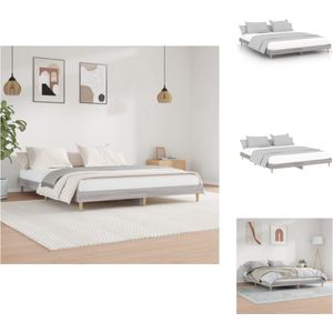 vidaXL Bedframe - Houten - Grijze Sonoma Eiken - 203 x 203 x 20 cm - Inclusief multiplex lattenbodem - Bed
