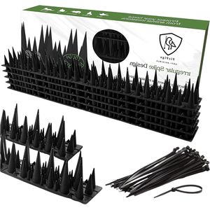Duivenspikes van gerecycled kunststof 4 m - kattenbescherming - anti-vogels - zwart - voor balkon raam dak tuin pigeon pins