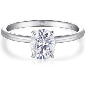 Mystique - 14k Witgouden Ovale Solitaire Moissanite Ring met Hidden Halo | Wedfit - 2.1 karaat