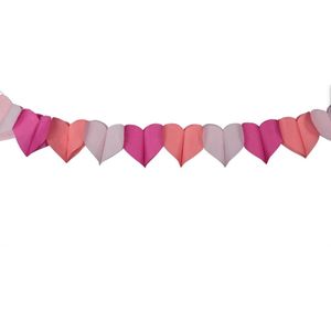 Roze Hartjes Slinger - 5 meter - van Papier - Valentijn - Liefde - Bruiloft - Pastel - Feestje - Kinderfeestje