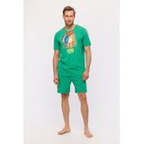 Woody pyjama jongens/heren - groen - leeuw - 241-10-PLE-Z/734 - maat M