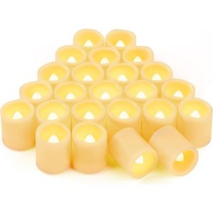 24 stuks 3 -8 x 4 -6 cm warm wit op batterijen flikkerende LED-theelichtjes - vlamloze votief elektrische nepkaarsen voor bruiloft - festivalviering - feest - Halloween en kerstdecoratie