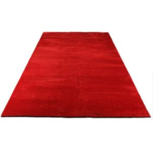 Vloerkleed voor woonkamer of slaapkamer in rood 120x160 cm | Modern en zacht laagpolig tapijt | Rechthoek | Antislip onderkant | Wasbaar tot 30 Graden | Loft kleed by Karpet24