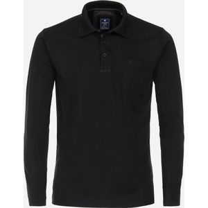 Redmond regular fit polo lange mouw - pique - zwart - Maat: 5XL