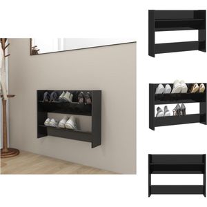 vidaXL Schoenenkast Modern - Schoenenkast - 80x18x60cm - Hoogglans zwart - Schoenenkast