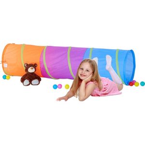 Relaxdays Speeltunnel Voor Kinderen - Kleurrijke Kruiptunnel - Lange Kindertunnel - Pop-up