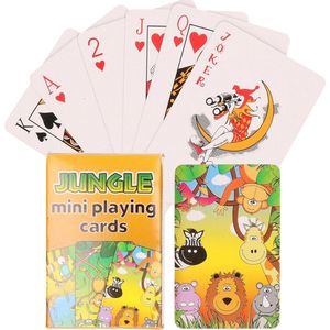 3x pakjes mini jungle dieren thema speelkaarten 6 x 4 cm in doosje van karton - Handig formaatje kleine kaartspelletjes