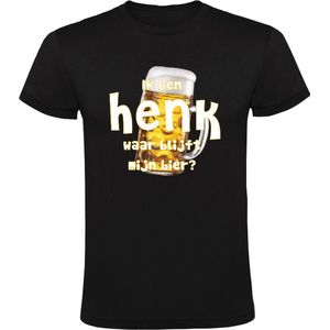 Ik ben Henk, waar blijft mijn bier Heren T-shirt - cafe - kroeg - feest - festival - zuipen - drank - alcohol