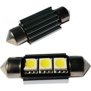 Auto LEDlamp 2 stuks | LED festoon 36mm | 3-SMD xenon wit 6500K - heatsink | CAN-BUS 12 Volt