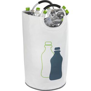 Flessenverzamelaar Jumbo, 69 liter, flessentas met decoratieve print & softgrip aluminium draaggrepen voor eenvoudig transport van lege flessen, 100% polyester, 38 × 72 cm, beige