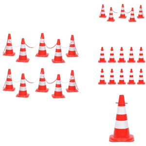 vidaXL Kegelset Met Ketting - Kegelsets Met Kettingen - Verkeerskegelset - Verkeerskegelsets - Kegelset met ketting 10 m rood en wit