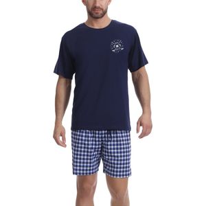 Timone TI-TI30-108-PJ Heren Pyjama - ronde hals - korte mouwen - korte broek - Katoen - Donkerblauw 2074/03 - XXL