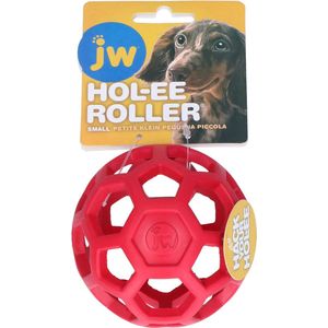 JW HOL-EE ROLLER – Hondenspeeltje - Hondenspeelgoed - Hondenbal - S - Ø 9 cm - Natuurrubber - Rood