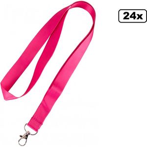 24x Keycord pink - Thema feest festival uitdeel koord party pride roze pink