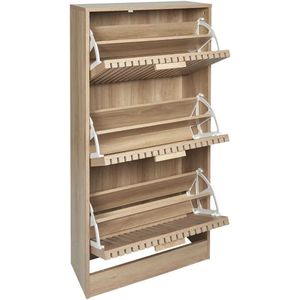 Schoenenkast Klaus 3 lades 24x60x113 cm - voor 18 paar - Bruin