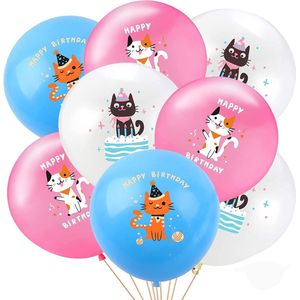 Cute kittens 12-delige poezen latex ballonnen set - kat - poes - ballon - katten ballonnen - poezen decoratie