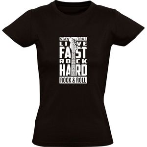 Stay true Rock hard Dames T-shirt | rock and roll | zang | rockmuziek | basgitaar | elektrische gitaar | drums