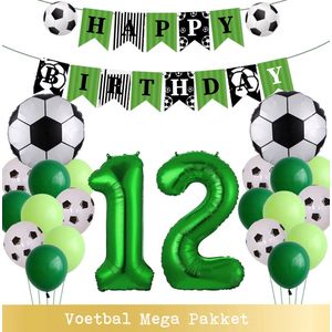 Voetbal Ballonnen - Cijfer Ballon 12 Jaar - Snoes - Megapakket - set van 24 Sport Voetbalfan Voetbal Jongen/Meisje - Sportieve - Voetbal Vrouwen Mannen - Kinderfeestje - Verjaardag - Helium Ballon nummer 12