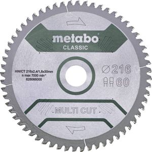 Metabo MULTI CUT CLASSIC 628655000 Cirkelzaagblad 216 X 30 X 1.8 Mm Aantal Tanden: 60 1 Stuk(s)