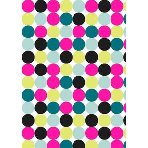 Inpakpapier Cadeaupapier met gekleurde Neon Stippen- Breedte 40 cm - 200m lang