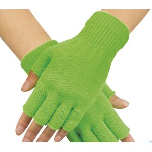 Vingerloze verkleed handschoenen voor volwassenen -  groen - Unisex - Gebreid - '80s / jaren 80 -  groen handschoen zonder vingers - Voor dames en heren