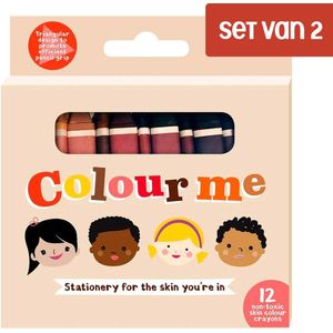 Colour Me Kids Vegan Crayons – Beige kinder krijtjes - 12 stuks (SET VAN 2)