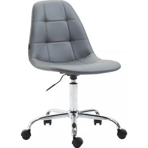 In And OutdoorMatch Luxe Werkkruk Ahmad - Grijs - Voor volwassenen - Op wieltjes - Kunstleer - Ergonomische bureaustoel - In hoogte verstelbaar