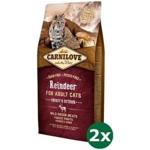 Carnilove reindeer energy / outdoor kattenvoer 2x 6 kg