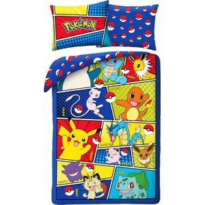 Pokemon - Dekbedovertrek - Katoen - Multicolor - 140 x 200 cm