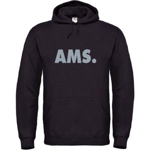 Hoodie zwart M - AMS - grijs - soBAD. | Amsterdam | Unisex | Hoodie heren | Hoodie Dames