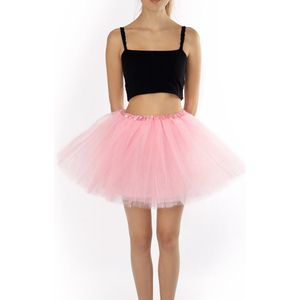 KIMU® Tutu Lichtroze Tule Rokje - Maat XL XXL 3XL - Roze Petticoat Rok Dames - Onderrok Tulerok Volwassenen Barbie Unicorn Blacklight Festival