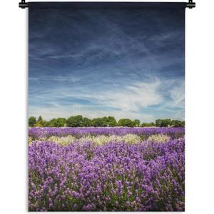 Wandkleed De lavendel - Blauwe lucht boven lavendel in de natuur Wandkleed katoen 150x200 cm - Wandtapijt met foto