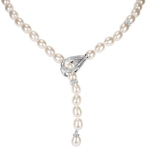 Di Lusso - Collier Colombes - Zilver 925 - Zoetwaterparels - Dames - 58 cm