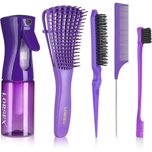 Haarborstel en 200 ml Spuitfles voor Natuurlijk Haar - Ontwarringsborstel voor Afro en Krullend Haar met Toupier Borstelset
