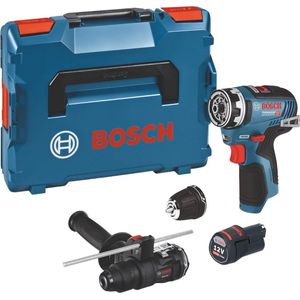 Bosch GSR 12V-35 FC accuboormachine 12 V 35 Nm borstelloos + 1x accu 3.0 Ah + 2x opzetstuk + L-Boxx - zonder oplader