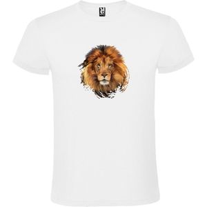 Wit t-shirt met grote print 'van prachtige Leeuwenkop'  size XL